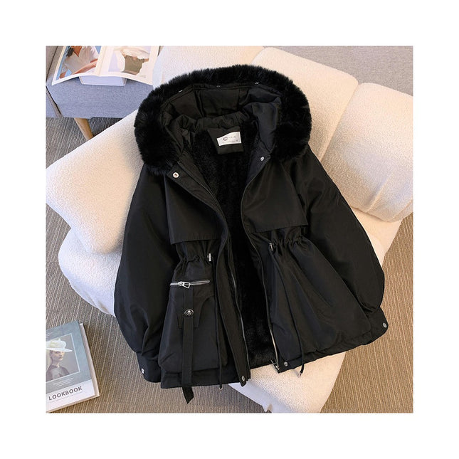 Women's Thicken Warm Parka Jacket Winter Coat with Faux Fur Hood