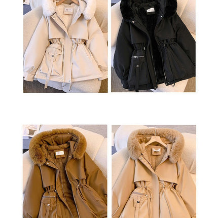 Women's Thicken Warm Parka Jacket Winter Coat with Faux Fur Hood