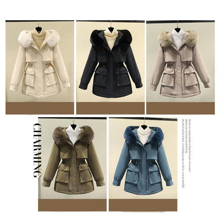 Women's Winter Coat Hooded Warm Thicken Parka Jacket with Faux Fur Trim Coat