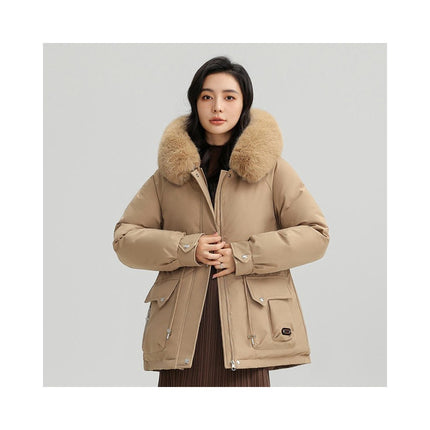 Women's Warm Winter Heavy Coat Thicken Parka Jackets with Faux Fur Hood