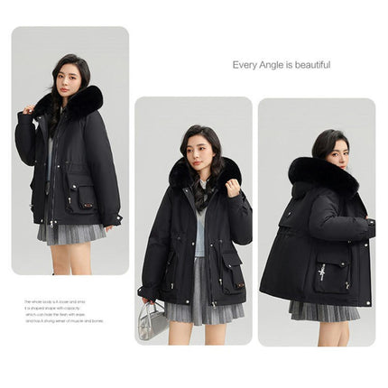 Women's Warm Winter Heavy Coat Thicken Parka Jackets with Faux Fur Hood