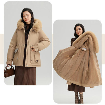 Women's Warm Winter Heavy Coat Thicken Parka Jackets with Faux Fur Hood