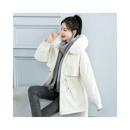 Women's Heavy Warm Winter Coat Thicken Parka Jackets with Faux Fur Hood