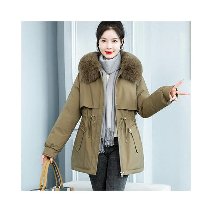 Women's Heavy Warm Winter Coat Thicken Parka Jackets with Faux Fur Hood