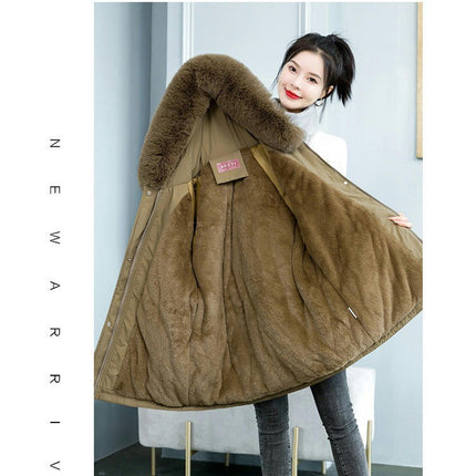 Women's Heavy Warm Winter Coat Thicken Parka Jackets with Faux Fur Hood