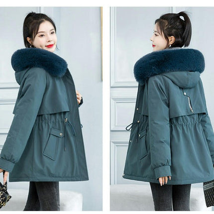 Women's Heavy Warm Winter Coat Thicken Parka Jackets with Faux Fur Hood