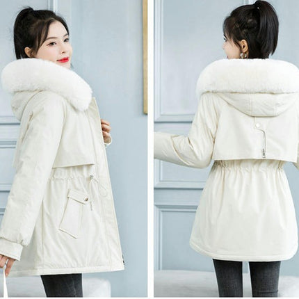 Women's Heavy Warm Winter Coat Thicken Parka Jackets with Faux Fur Hood