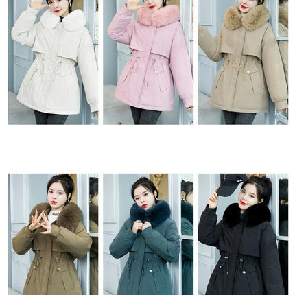 Women's Heavy Warm Winter Coat Thicken Parka Jackets with Faux Fur Hood