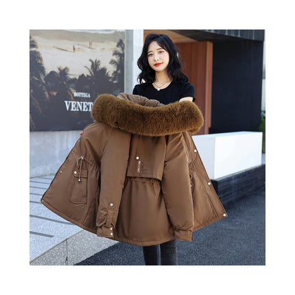 Women's Winter Heavy Coat Thicken Warm Parka Jacket with Faux Fur Hood