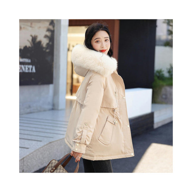 Women's Winter Heavy Coat Thicken Warm Parka Jacket with Faux Fur Hood