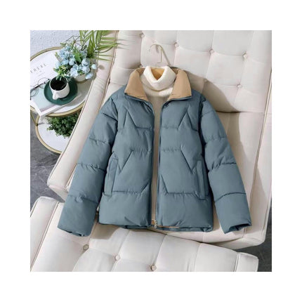 Women's Padded Puffer Jacket Cropped Zip Up Stand Collar Quilted Winter Outwear