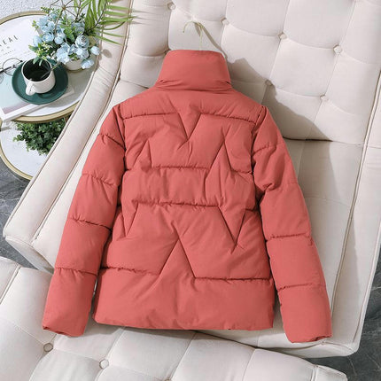 Women's Padded Puffer Jacket Cropped Zip Up Stand Collar Quilted Winter Outwear