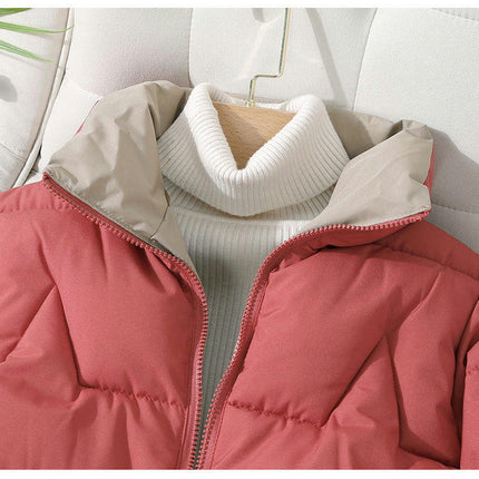 Women's Padded Puffer Jacket Cropped Zip Up Stand Collar Quilted Winter Outwear