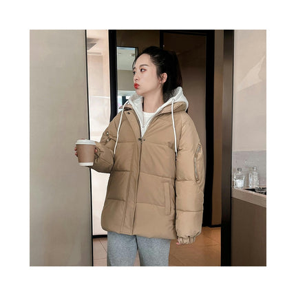 Women's Puffer Jacket Long Sleeve Hooded Padded Winter Zip Up Short Coat