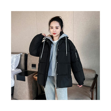 Women's Puffer Jacket Long Sleeve Hooded Padded Winter Zip Up Short Coat