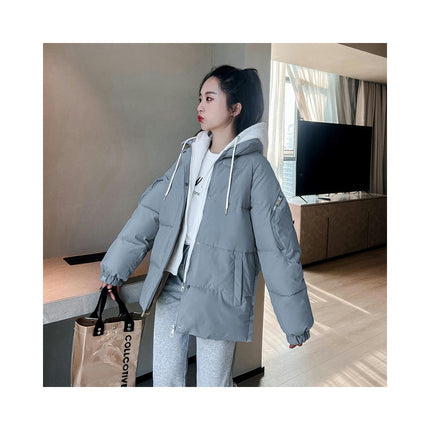 Women's Puffer Jacket Long Sleeve Hooded Padded Winter Zip Up Short Coat