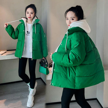 Women's Puffer Jacket Long Sleeve Hooded Padded Winter Zip Up Short Coat