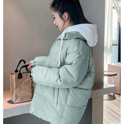 Women's Puffer Jacket Long Sleeve Hooded Padded Winter Zip Up Short Coat