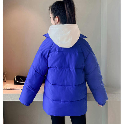 Women's Puffer Jacket Long Sleeve Hooded Padded Winter Zip Up Short Coat