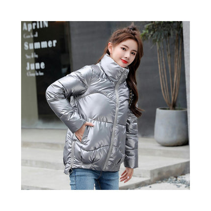 Women's Winter Stand Collar Zip Up Puffer Jacket Short Padded Outerwear