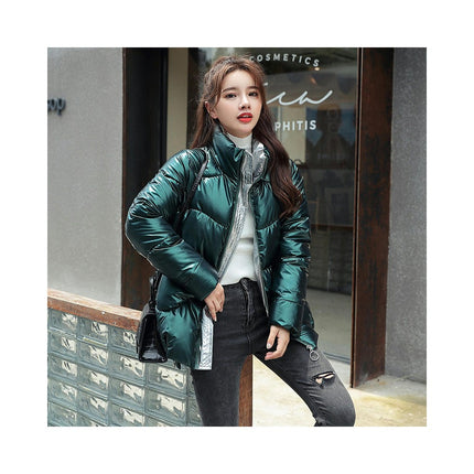 Women's Winter Stand Collar Zip Up Puffer Jacket Short Padded Outerwear