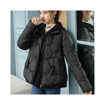 Women's Crop Hooded Puffer Jacket Zip Up Winter Short Outerwear