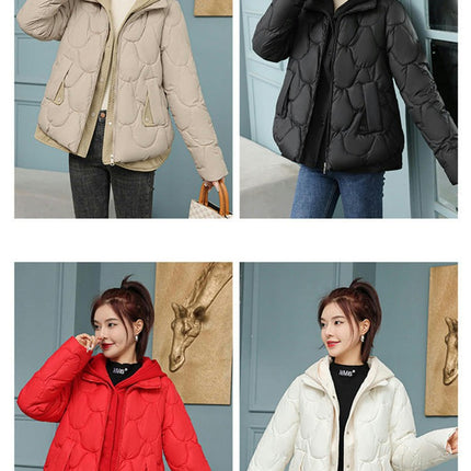 Women's Crop Hooded Puffer Jacket Zip Up Winter Short Outerwear