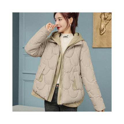 Women's Crop Hooded Puffer Jacket Zip Up Winter Short Outerwear