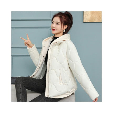 Women's Crop Hooded Puffer Jacket Zip Up Winter Short Outerwear