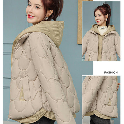 Women's Crop Hooded Puffer Jacket Zip Up Winter Short Outerwear