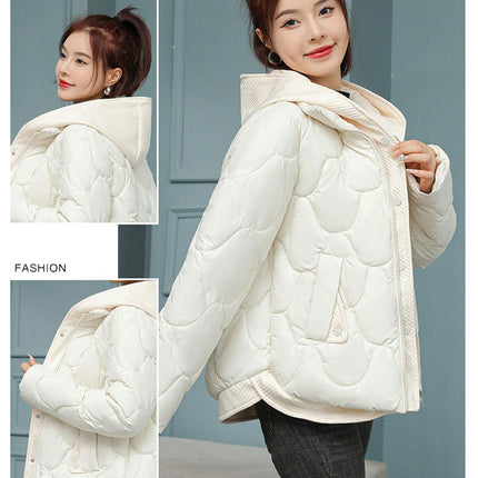 Women's Crop Hooded Puffer Jacket Zip Up Winter Short Outerwear