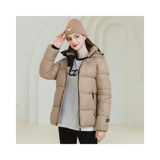 Women's Hooded Cropped Puffer Jacket Zip Up Quilted Winter Short Padded Outerwear