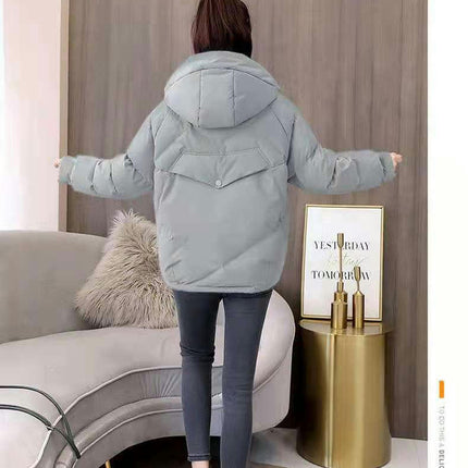 Women's Cropped Puffer Jacket Hooded Zip Up Winter Short Coat