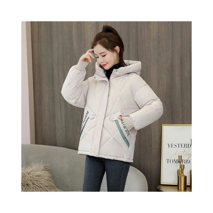 Women's Cropped Puffer Jacket Hooded Zip Up Winter Short Coat