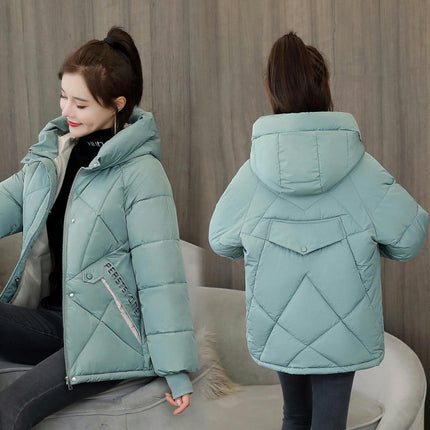 Women's Cropped Puffer Jacket Hooded Zip Up Winter Short Coat