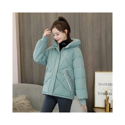 Women's Cropped Puffer Jacket Hooded Zip Up Winter Short Coat