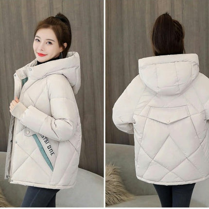 Women's Cropped Puffer Jacket Hooded Zip Up Winter Short Coat