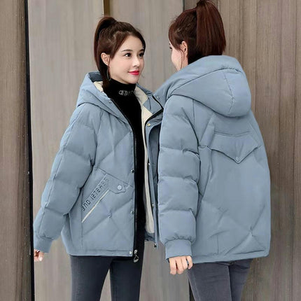 Women's Cropped Puffer Jacket Hooded Zip Up Winter Short Coat