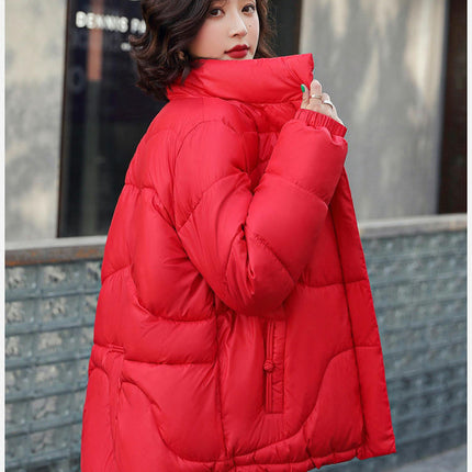 Women's Winter Puffer Cropped Jacket Zip Up Quilted Stand Collar Padded Outerwear