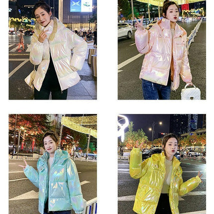 Women's Short Puffer Jacket Winter Hooded Zip Up Padded Coat