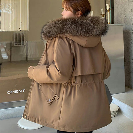 Women's Warm Winter Coat Heavy Parka Jacket with Faux Fur Hood