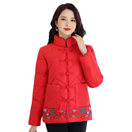 Women's Long Sleeve Puffer Jacket Winter Quilted Stand Collar Short Outerwear