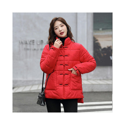 Women's Stand Collar Puffer Jackets Long Sleeve Coat Short Outwear