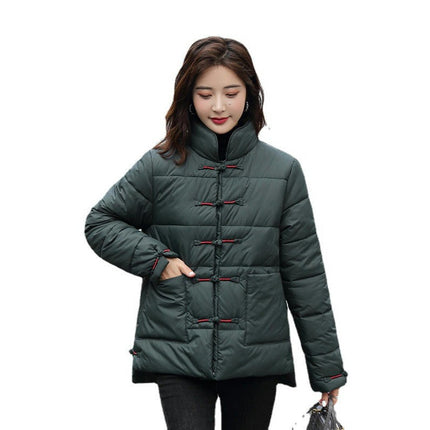 Women's Stand Collar Puffer Jackets Long Sleeve Coat Short Outwear