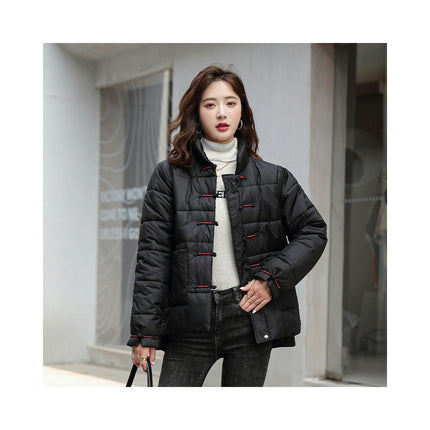 Women's Stand Collar Puffer Jackets Long Sleeve Coat Short Outwear