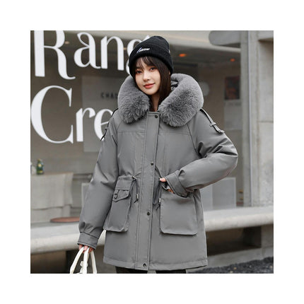 Women's Winter Long Warm Coat Parka Jacket with Faux Fur Hood