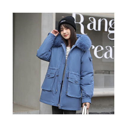 Women's Winter Long Warm Coat Parka Jacket with Faux Fur Hood