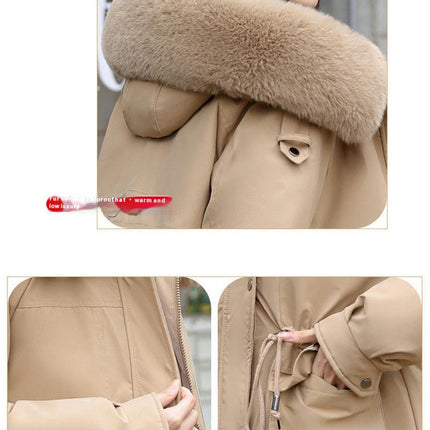 Women's Winter Long Warm Coat Parka Jacket with Faux Fur Hood