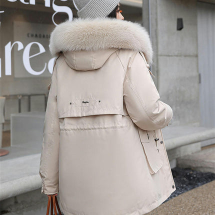 Women's Winter Long Warm Coat Parka Jacket with Faux Fur Hood