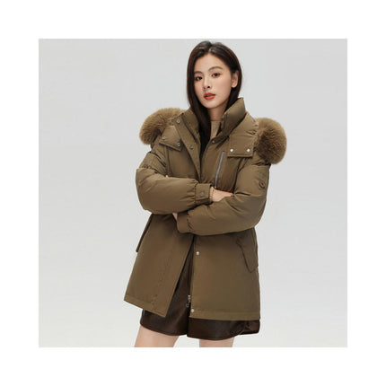 Women's Winter Thicken Parka Jacket Warm Cotton Coat with Faux Fur Hood